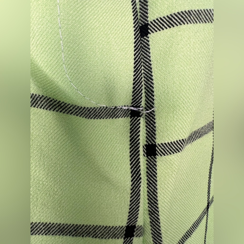 Nasty Gal Lime Green Checkered Trousers NWT High Waist Straight Leg Pants - Picture 7 of 12